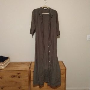 100% linen two-tone duster jacket/dress